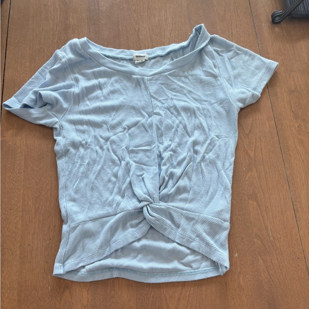 Sky blue garage crop top